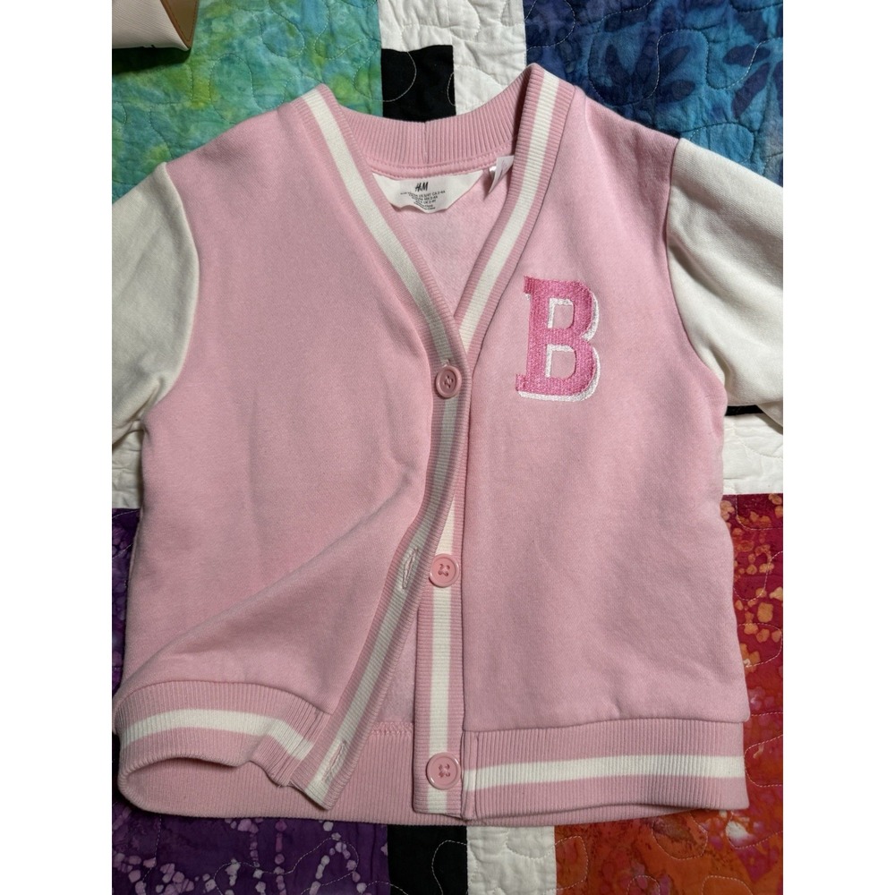 H&M HM Toddler Girls Barbie Varsity Bomber Jacket Pink size 3T/4T
